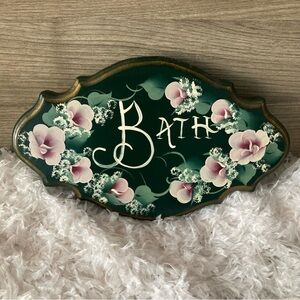 Vintage Tole Painted “Bath” Sign